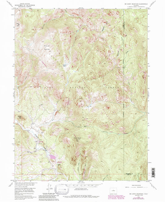 USGS Classic McCurdy Mountain Colorado 7.5'x7.5' Topo Map Image
