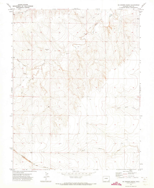 Classic USGS McEndree Ranch Colorado 7.5'x7.5' Topo Map Image