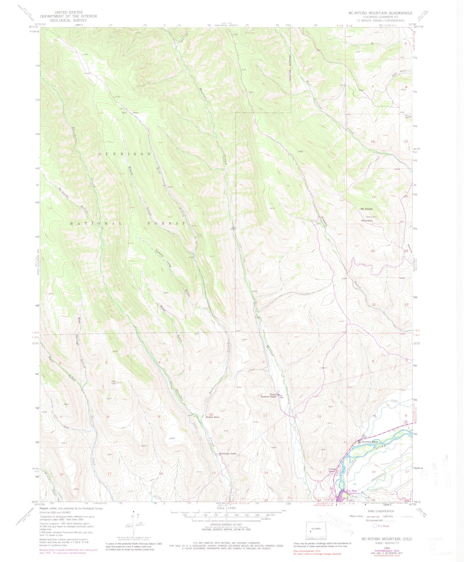 Classic USGS McIntosh Mountain Colorado 7.5'x7.5' Topo Map Image