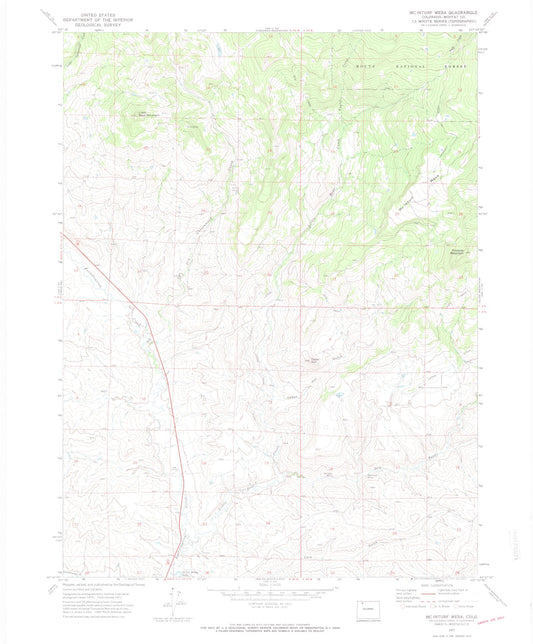 Classic USGS McInturf Mesa Colorado 7.5'x7.5' Topo Map Image
