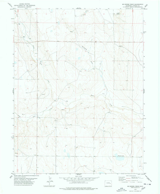 Classic USGS McKenzie Draw Colorado 7.5'x7.5' Topo Map Image