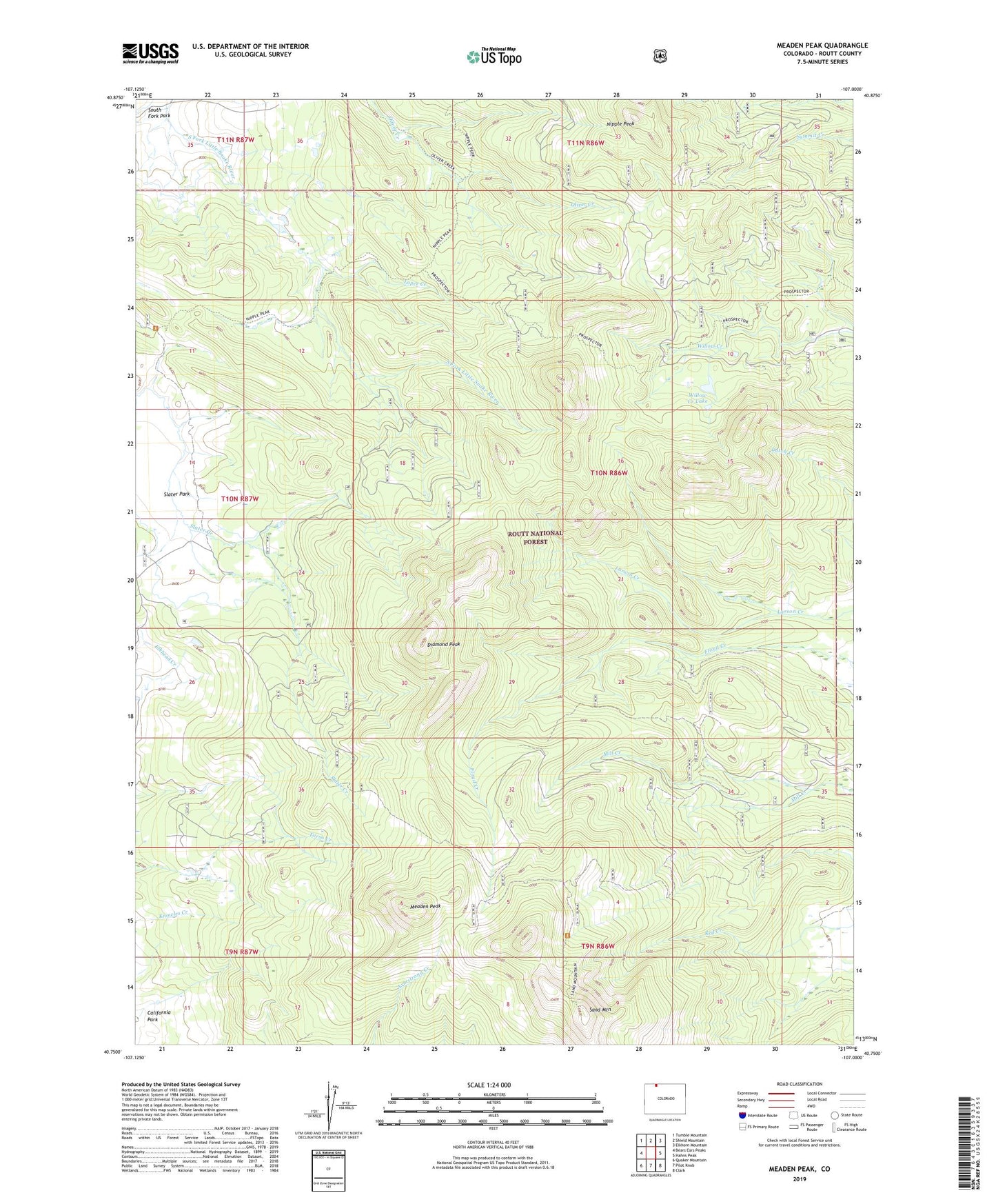 Meaden Peak Colorado US Topo Map Image