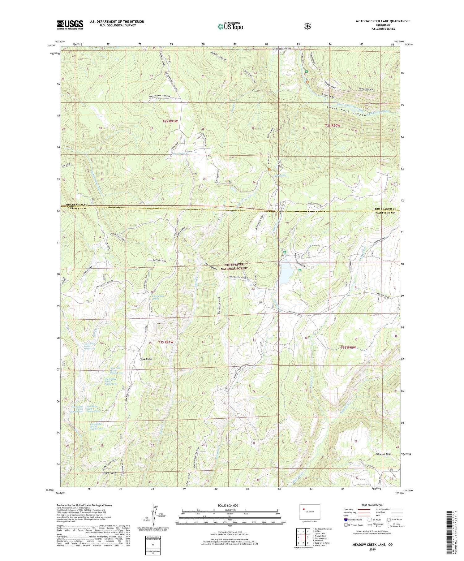 Meadow Creek Lake Colorado US Topo Map Image