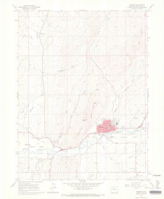 Classic USGS Meeker Colorado 7.5'x7.5' Topo Map Image