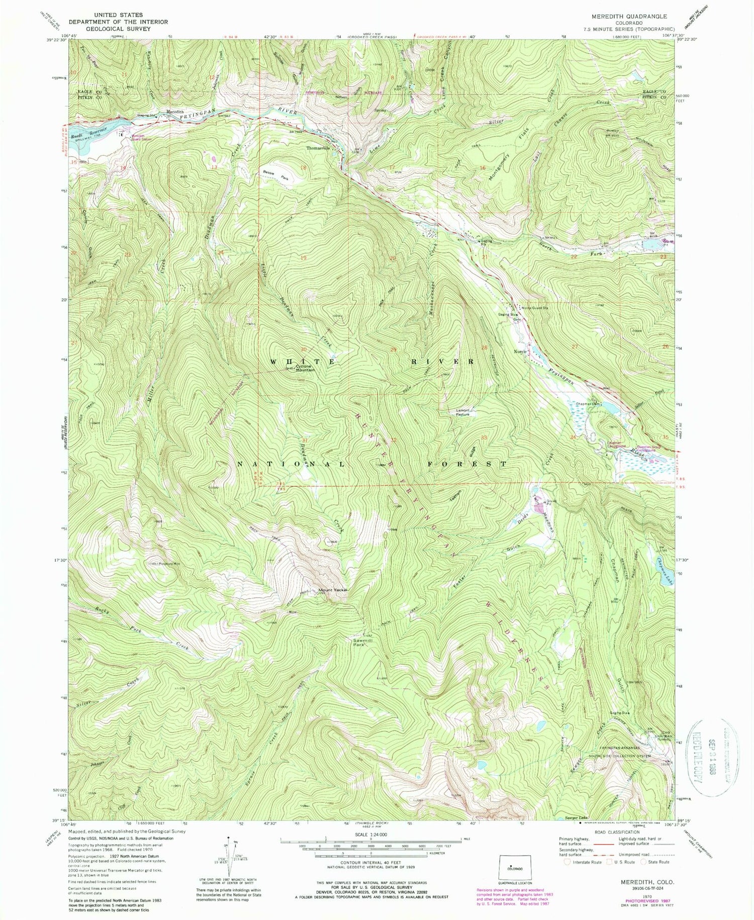 Classic USGS Meredith Colorado 7.5'x7.5' Topo Map Image