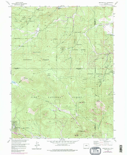 Classic USGS Meridian Hill Colorado 7.5'x7.5' Topo Map Image