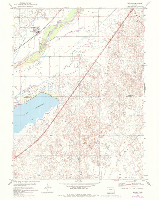 Classic USGS Merino Colorado 7.5'x7.5' Topo Map Image