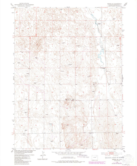Classic USGS Merino SE Colorado 7.5'x7.5' Topo Map Image