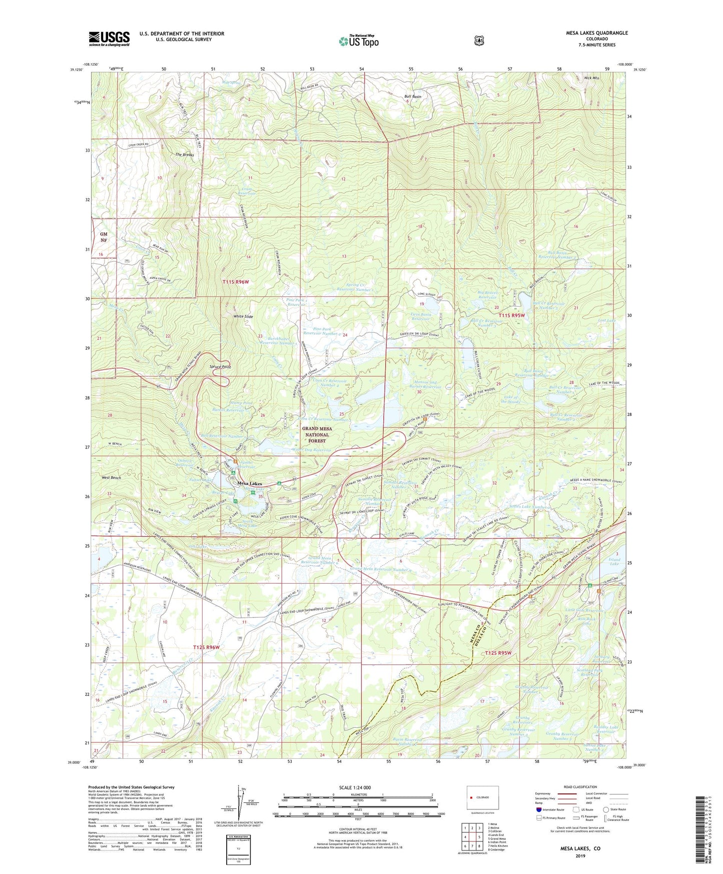 Mesa Lakes Colorado US Topo Map Image