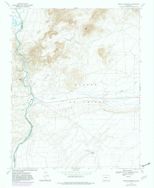 Classic USGS Mesito Reservoir Colorado 7.5'x7.5' Topo Map Image