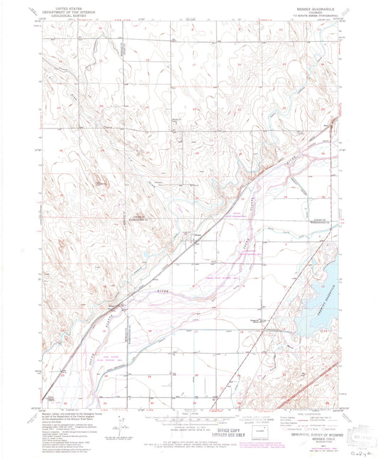 Classic USGS Messex Colorado 7.5'x7.5' Topo Map Image