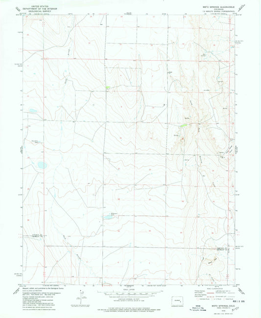 Classic USGS Metz Springs Colorado 7.5'x7.5' Topo Map Image