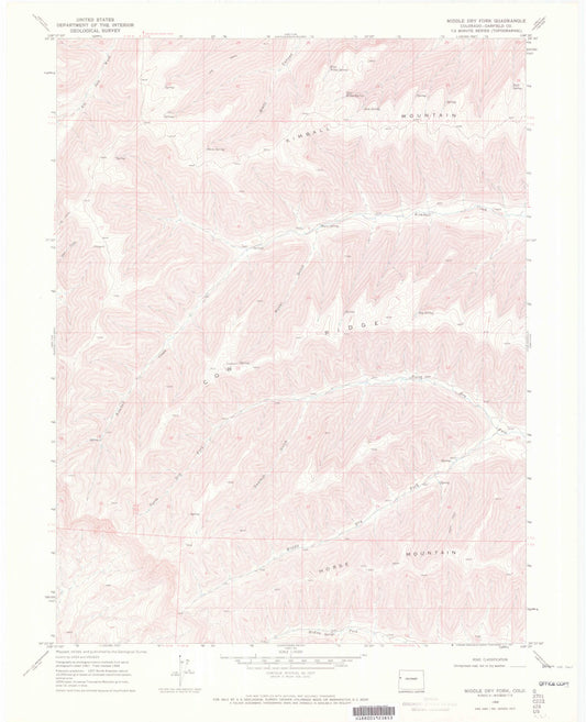 Classic USGS Middle Dry Fork Colorado 7.5'x7.5' Topo Map Image