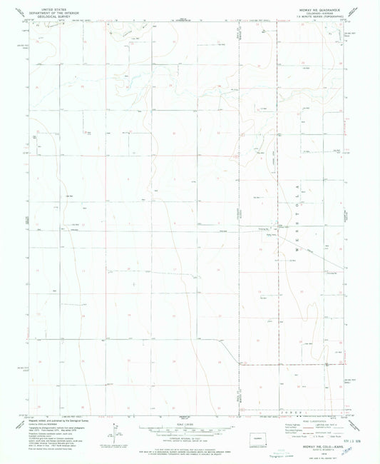 Classic USGS Midway NE Colorado 7.5'x7.5' Topo Map Image