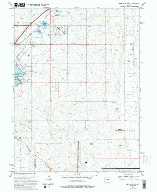 Classic USGS Mile High Lakes Colorado 7.5'x7.5' Topo Map Image