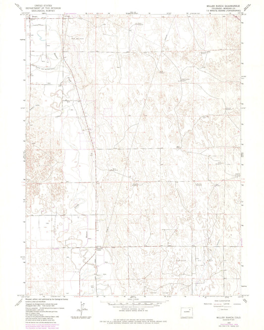 Classic USGS Miller Ranch Colorado 7.5'x7.5' Topo Map Image