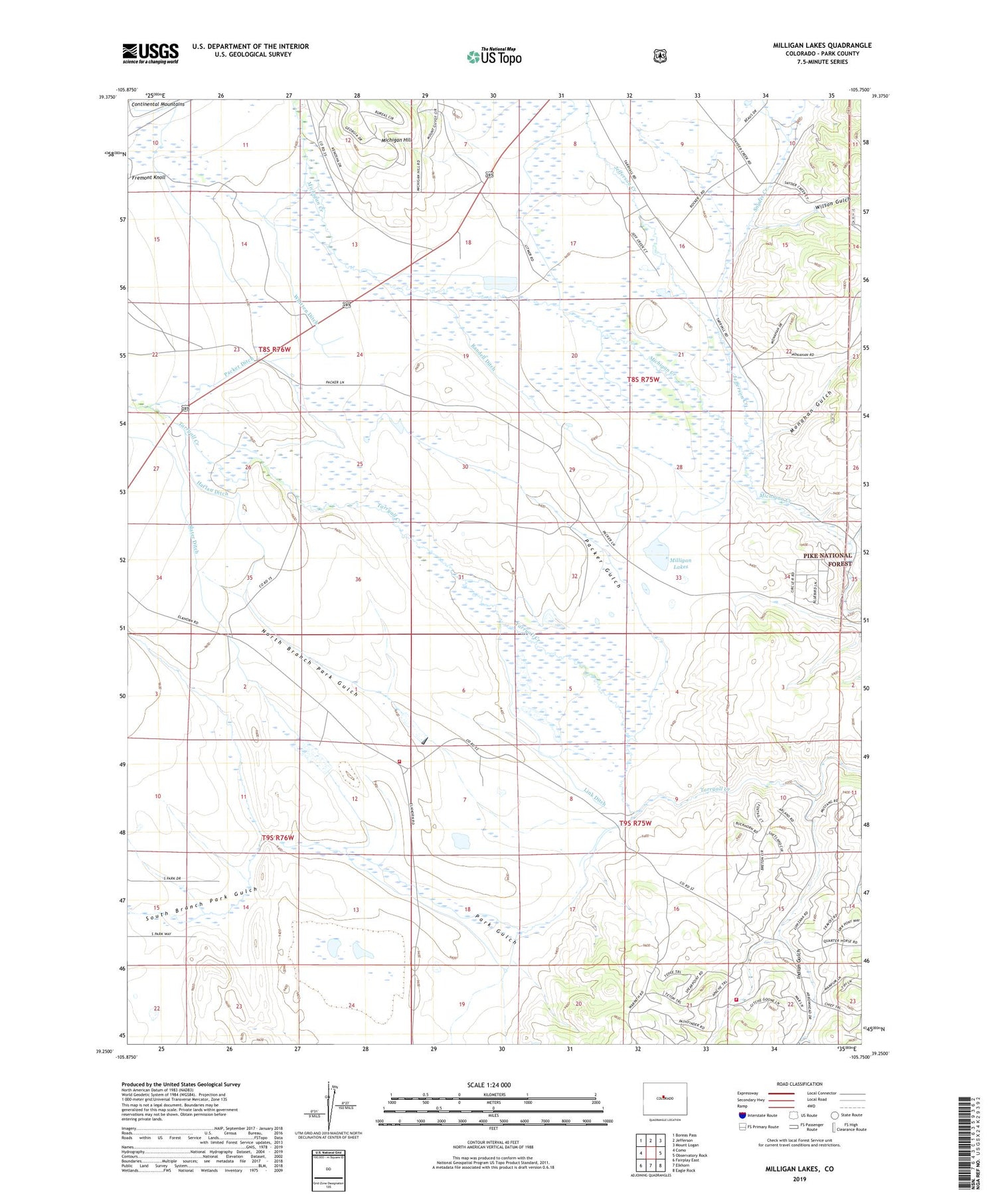 Milligan Lakes Colorado US Topo Map Image