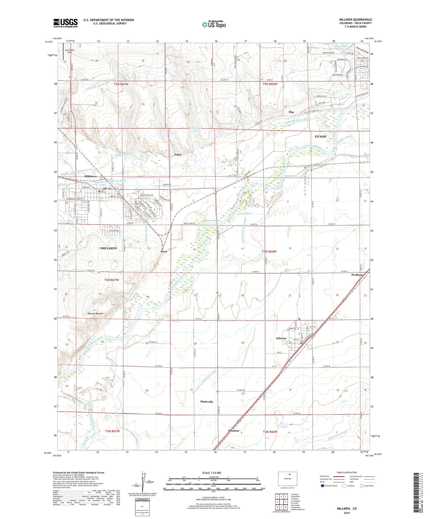 Milliken Colorado US Topo Map Image