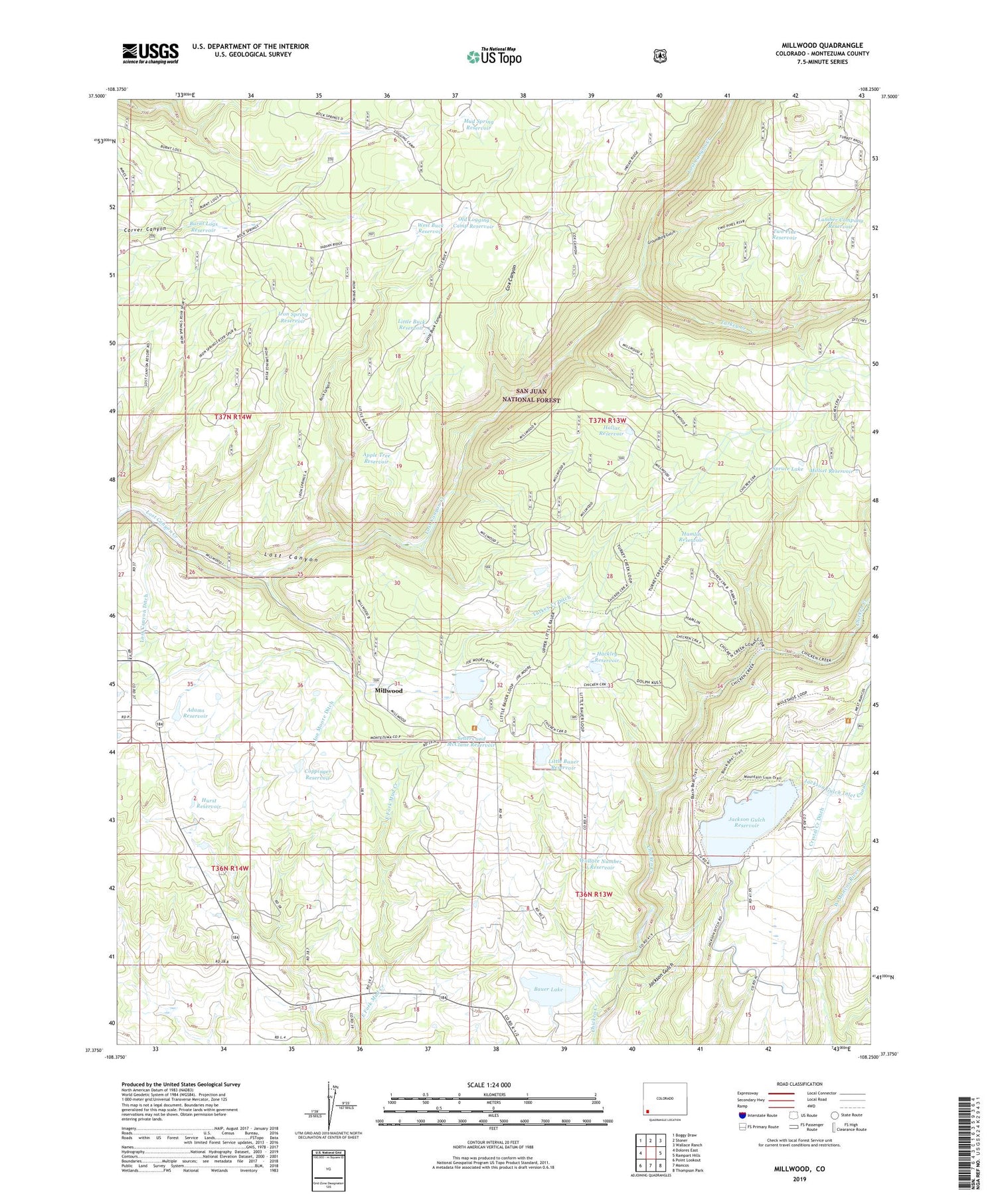 Millwood Colorado US Topo Map Image