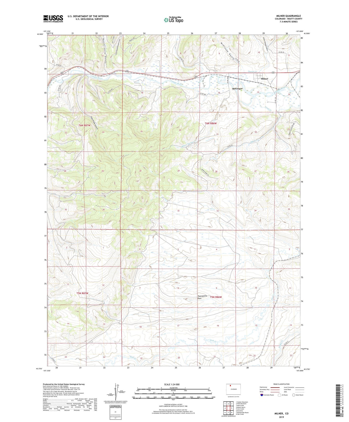 Milner Colorado US Topo Map Image