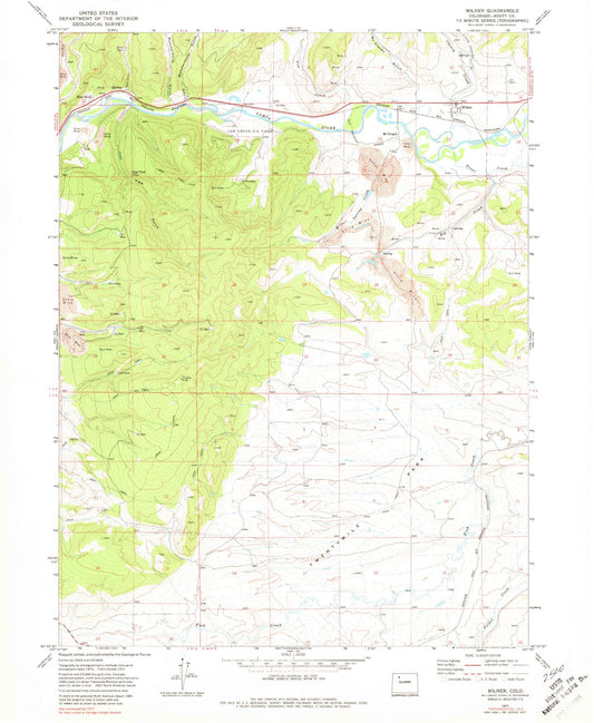 Classic USGS Milner Colorado 7.5'x7.5' Topo Map Image