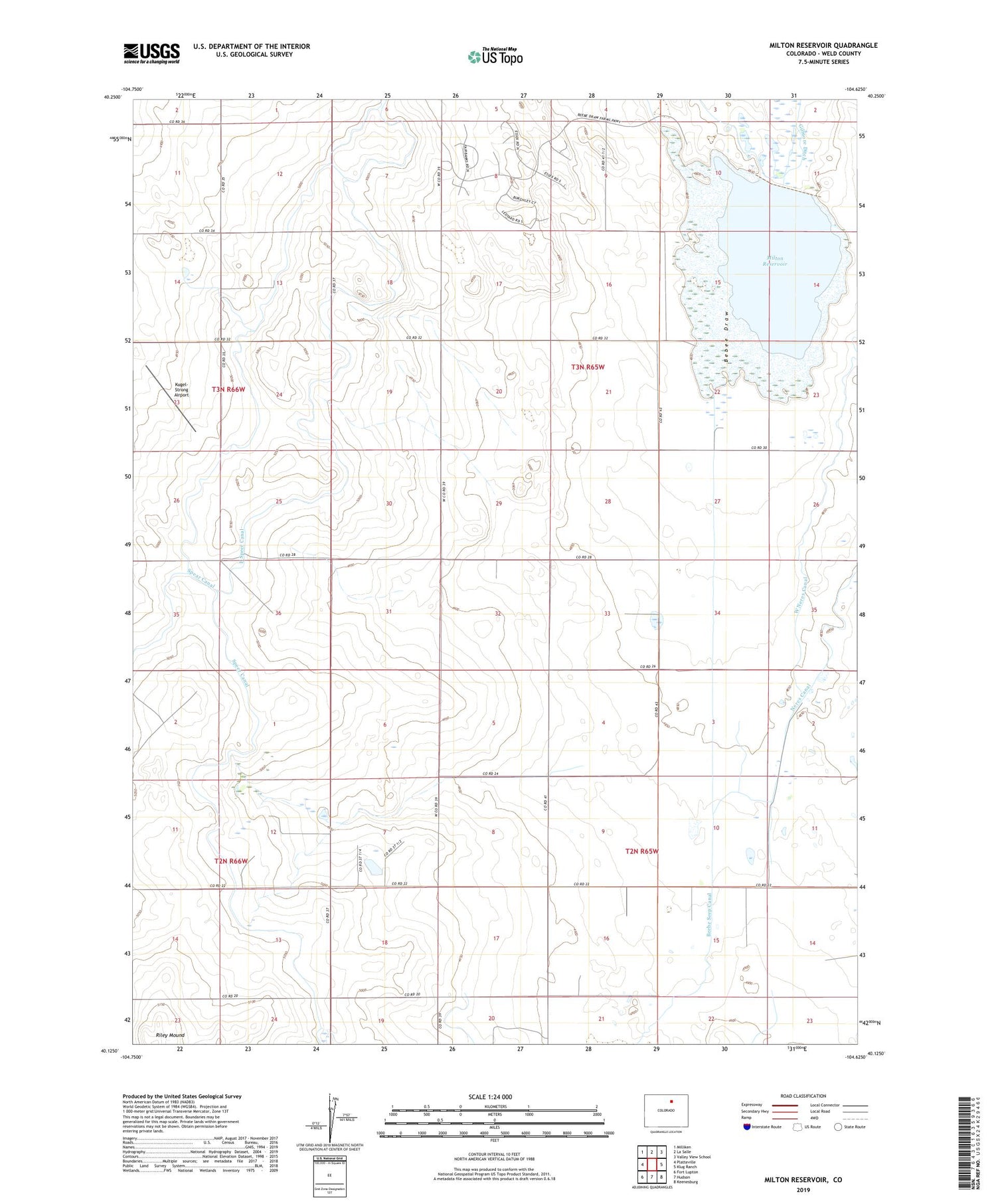 Milton Reservoir Colorado US Topo Map Image