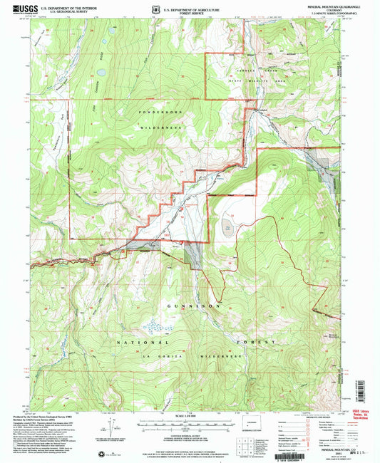 Classic USGS Mineral Mountain Colorado 7.5'x7.5' Topo Map Image