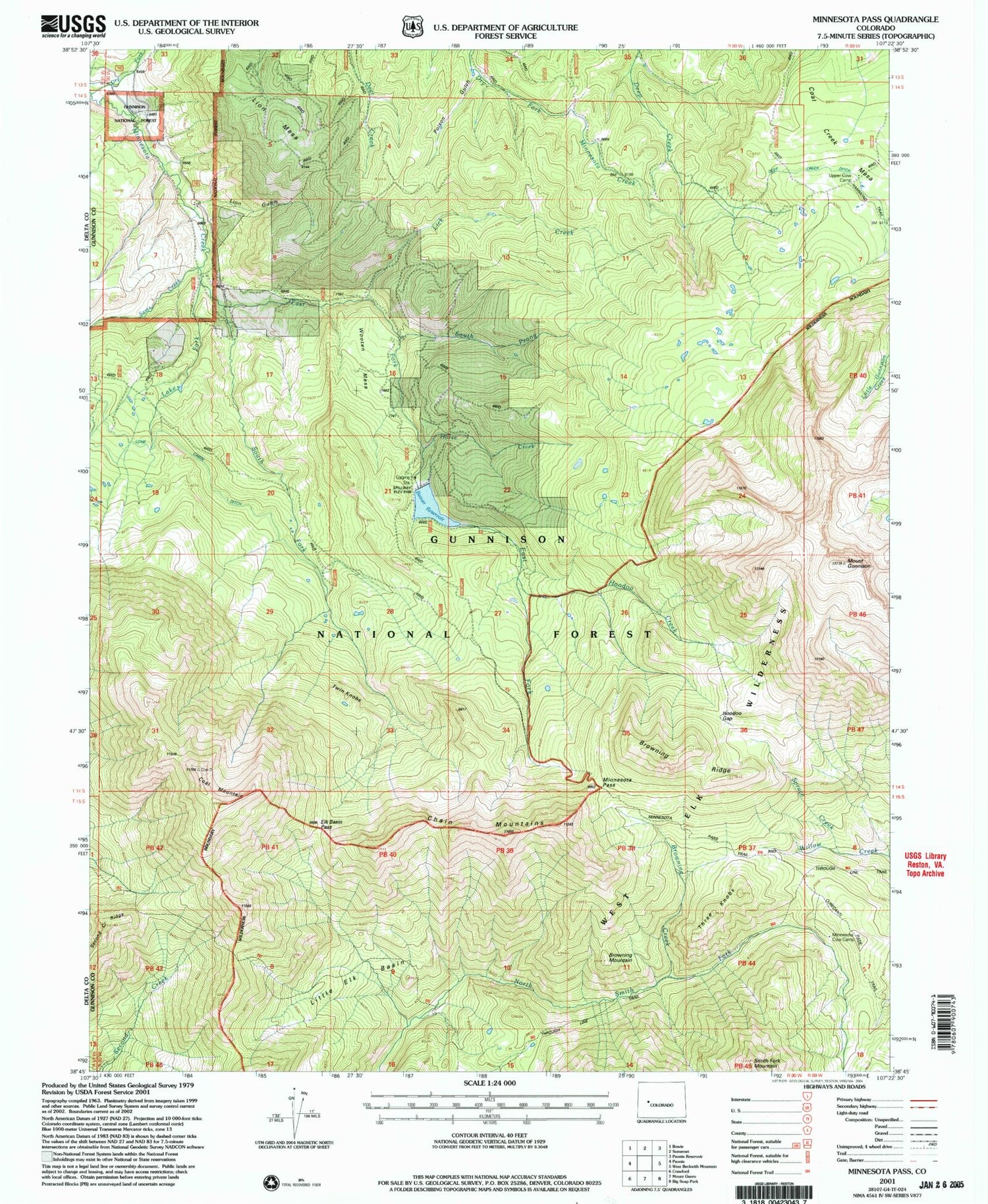 Classic USGS Minnesota Pass Colorado 7.5'x7.5' Topo Map Image