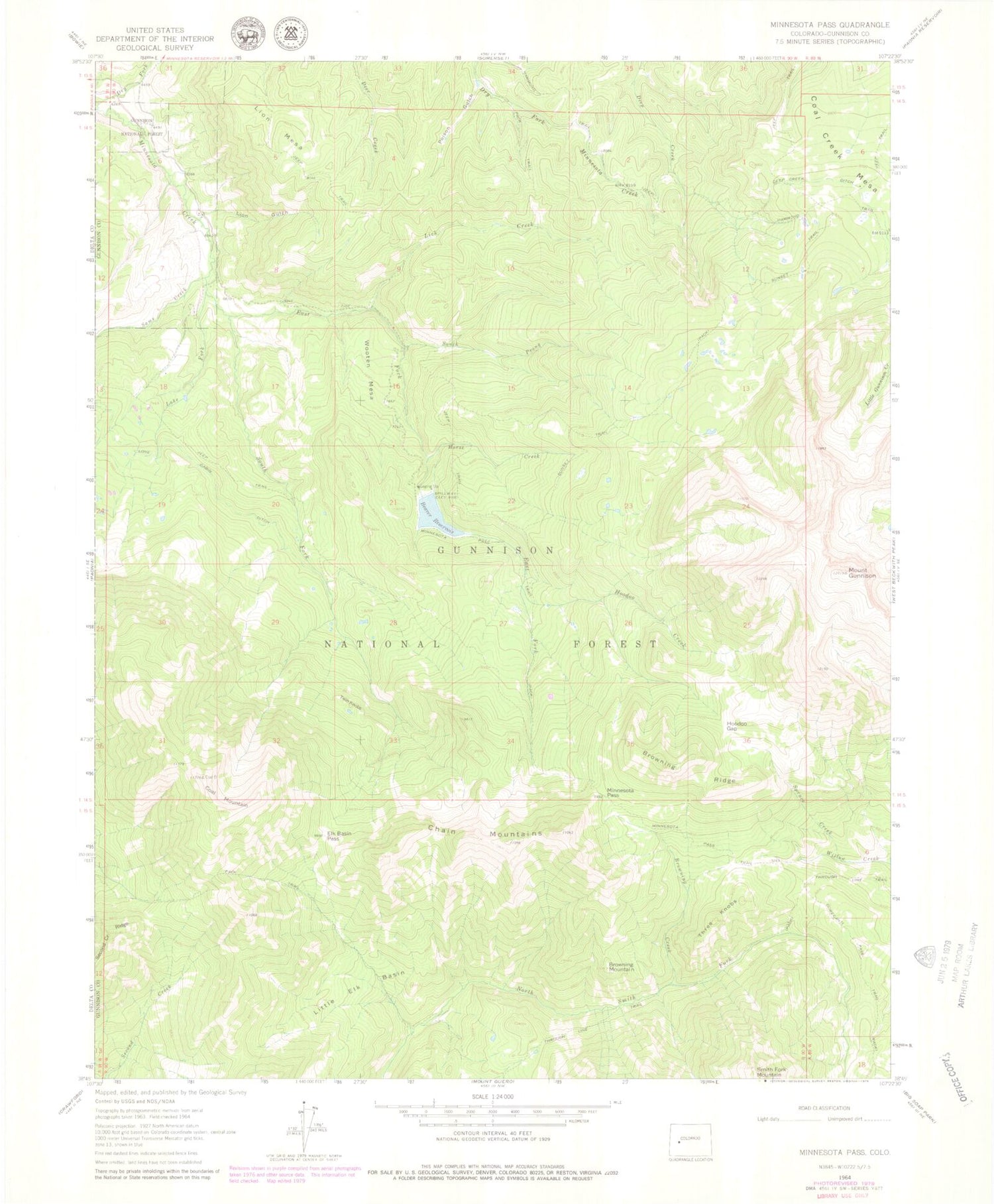 Classic USGS Minnesota Pass Colorado 7.5'x7.5' Topo Map Image