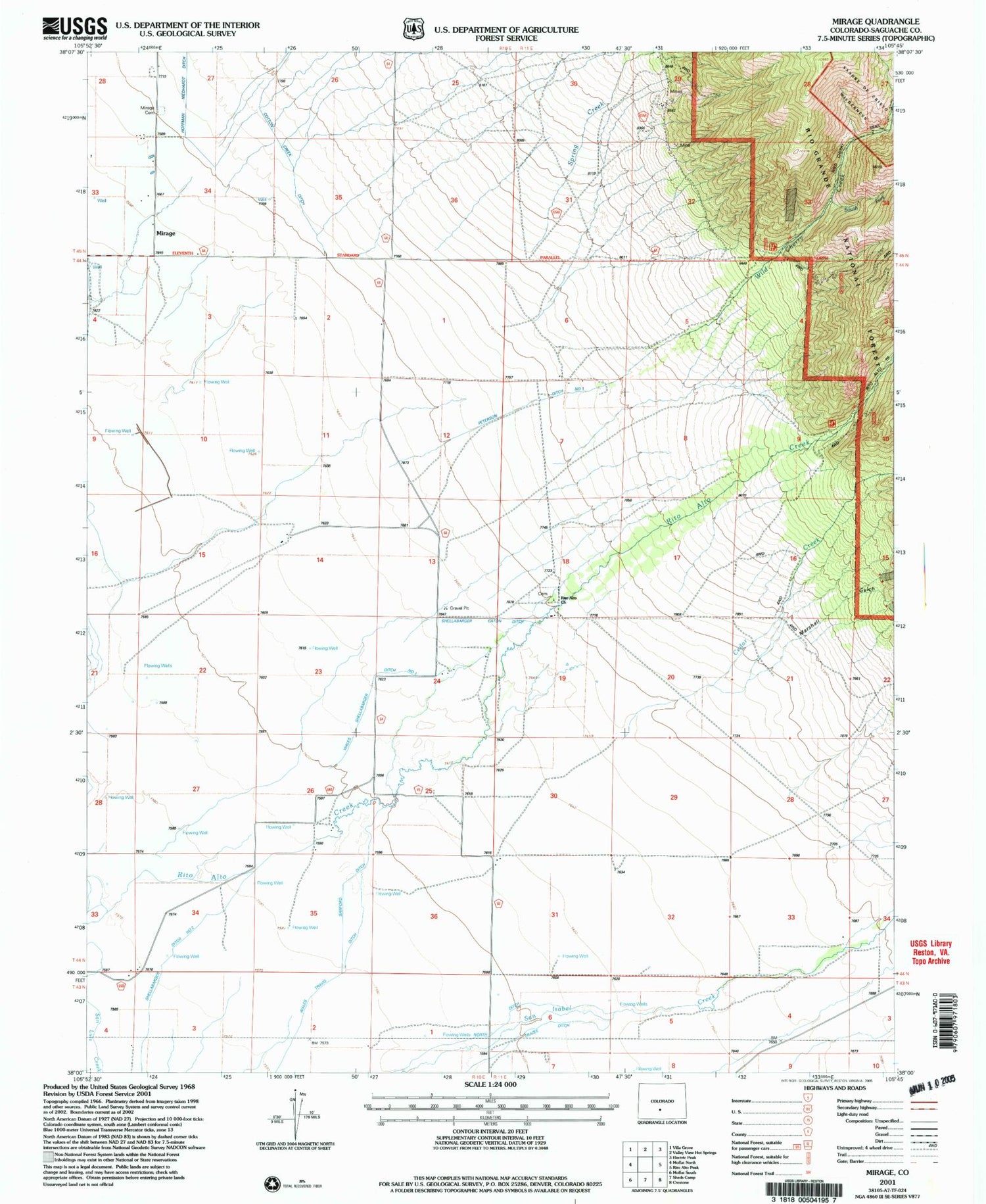 Classic USGS Mirage Colorado 7.5'x7.5' Topo Map Image