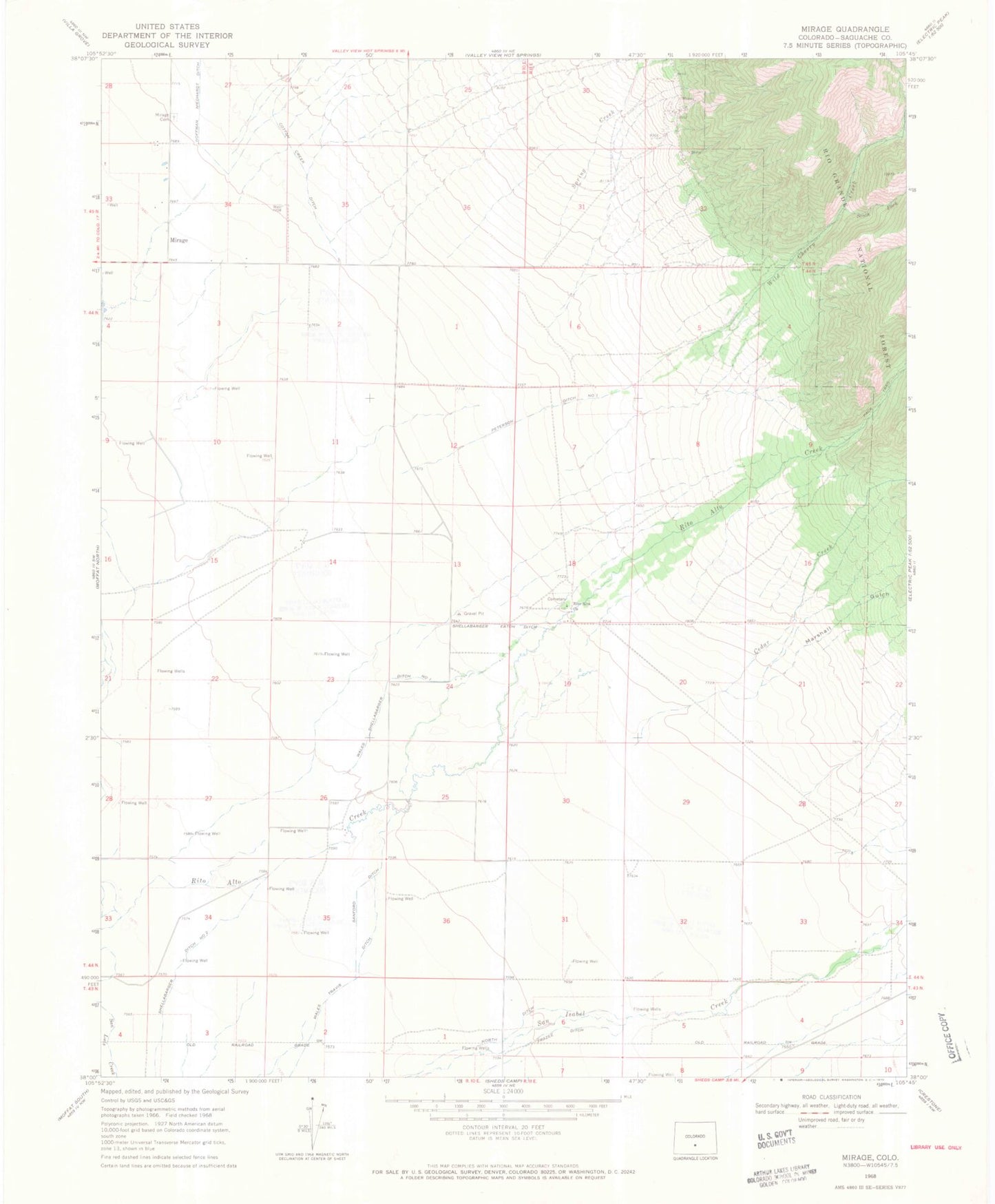 Classic USGS Mirage Colorado 7.5'x7.5' Topo Map Image