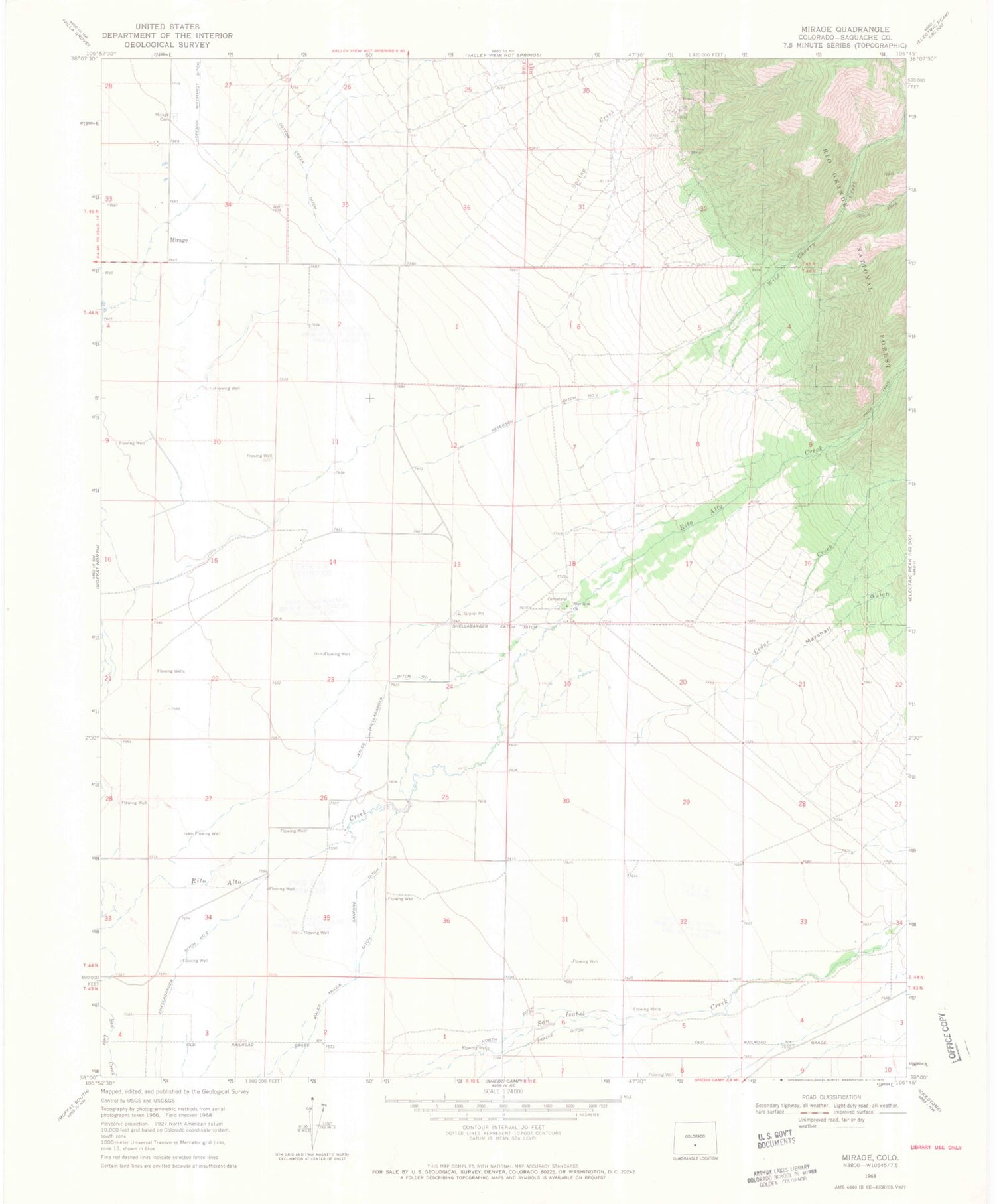 Classic USGS Mirage Colorado 7.5'x7.5' Topo Map Image