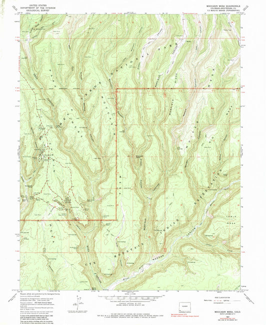 Classic USGS Moccasin Mesa Colorado 7.5'x7.5' Topo Map Image