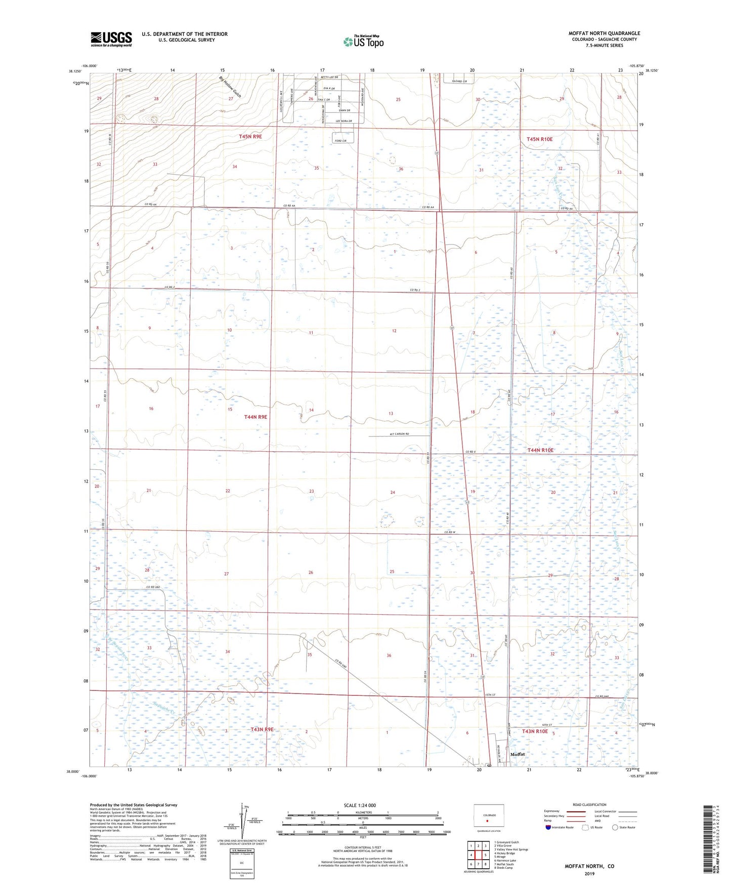 Moffat North Colorado US Topo Map Image