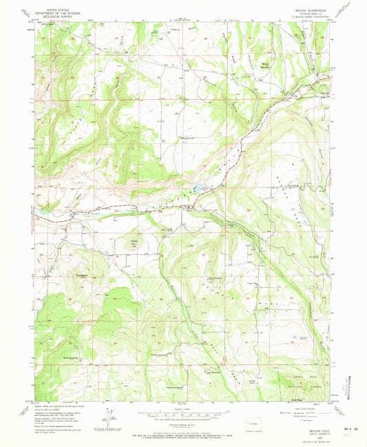 Classic USGS Molina Colorado 7.5'x7.5' Topo Map Image
