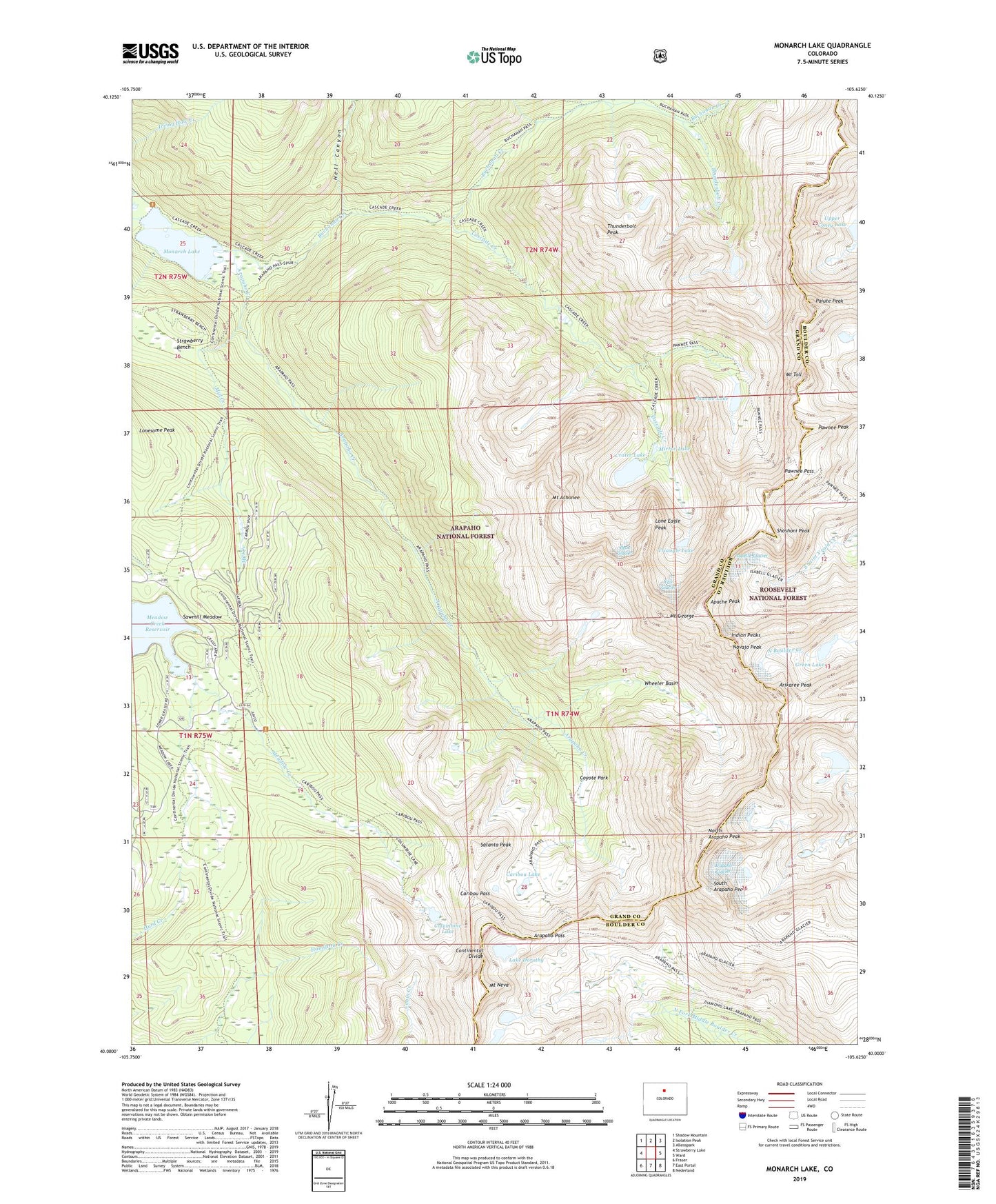 Monarch Lake Colorado US Topo Map Image