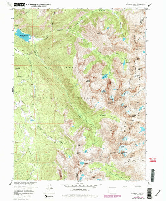 USGS Classic Monarch Lake Colorado 7.5'x7.5' Topo Map Image