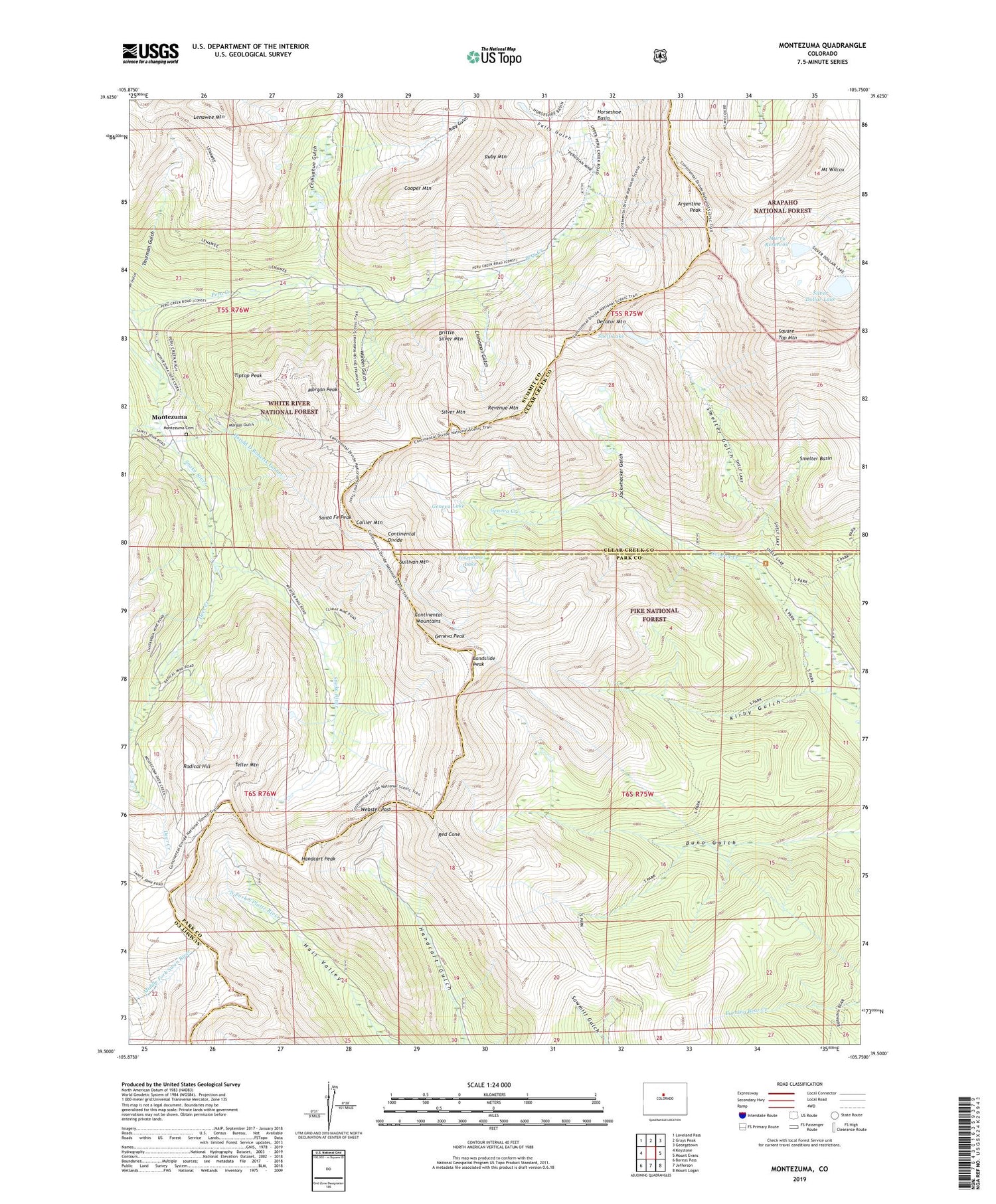 Montezuma Colorado US Topo Map Image