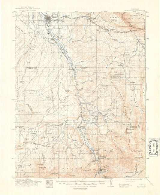 Historic 1911 Montrose Colorado 30'x30' Topo Map Image