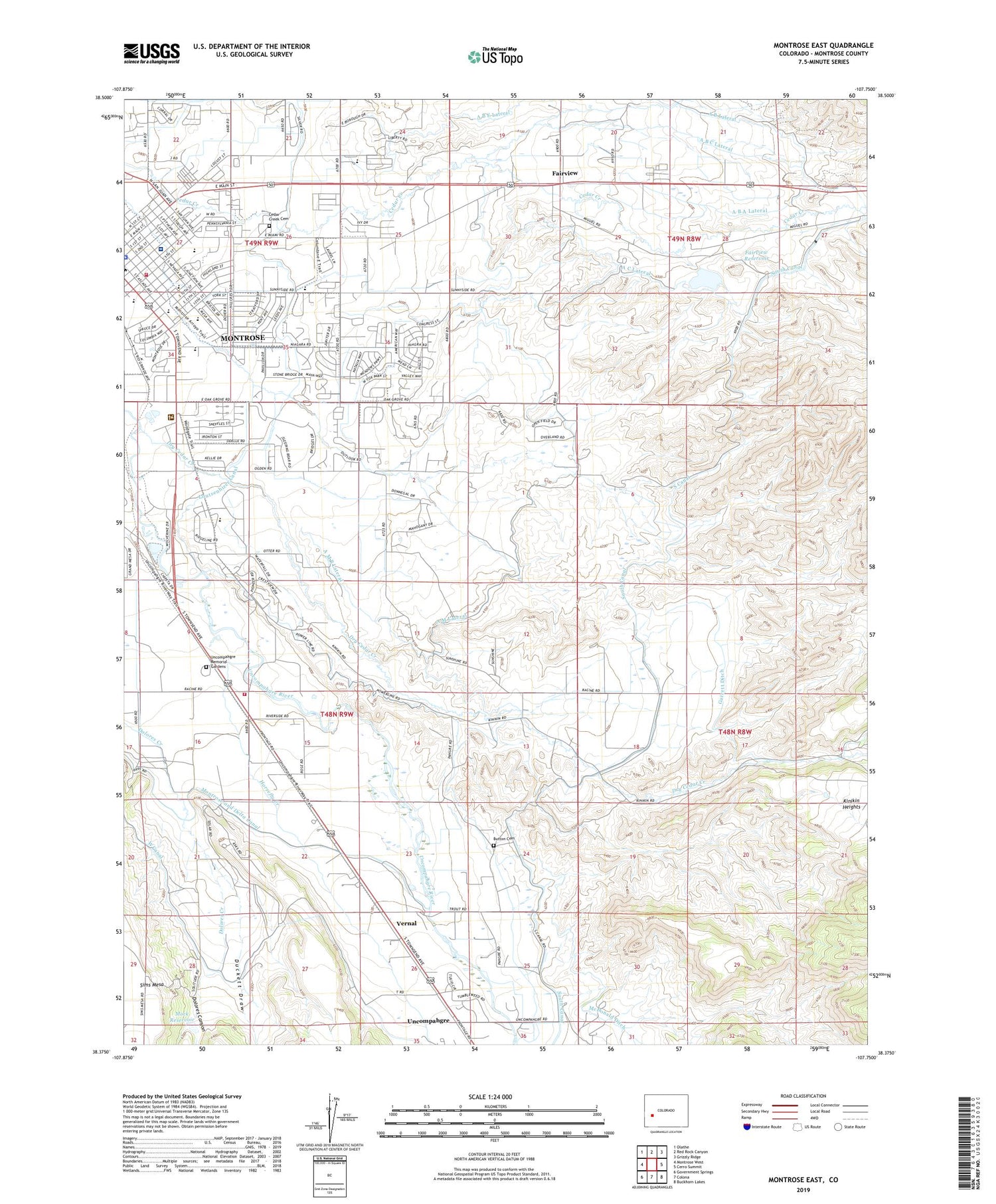 Montrose East Colorado US Topo Map Image