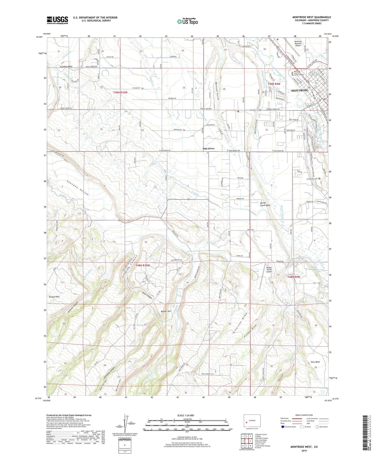Montrose West Colorado US Topo Map Image