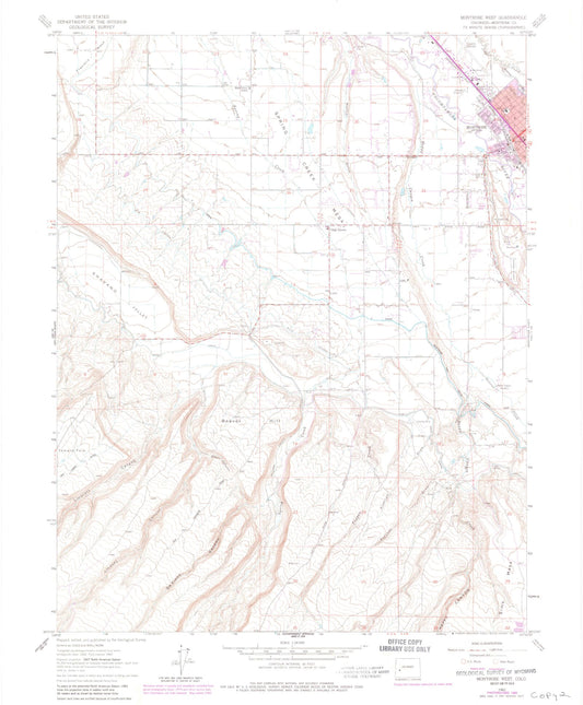 Classic USGS Montrose West Colorado 7.5'x7.5' Topo Map Image
