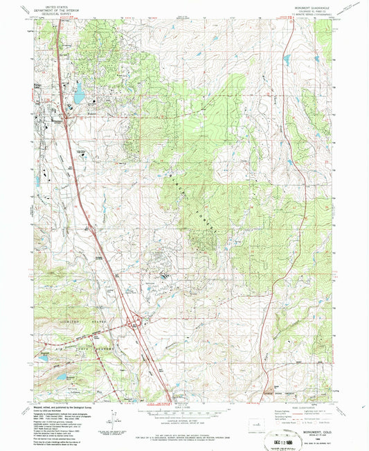 Classic USGS Monument Colorado 7.5'x7.5' Topo Map Image