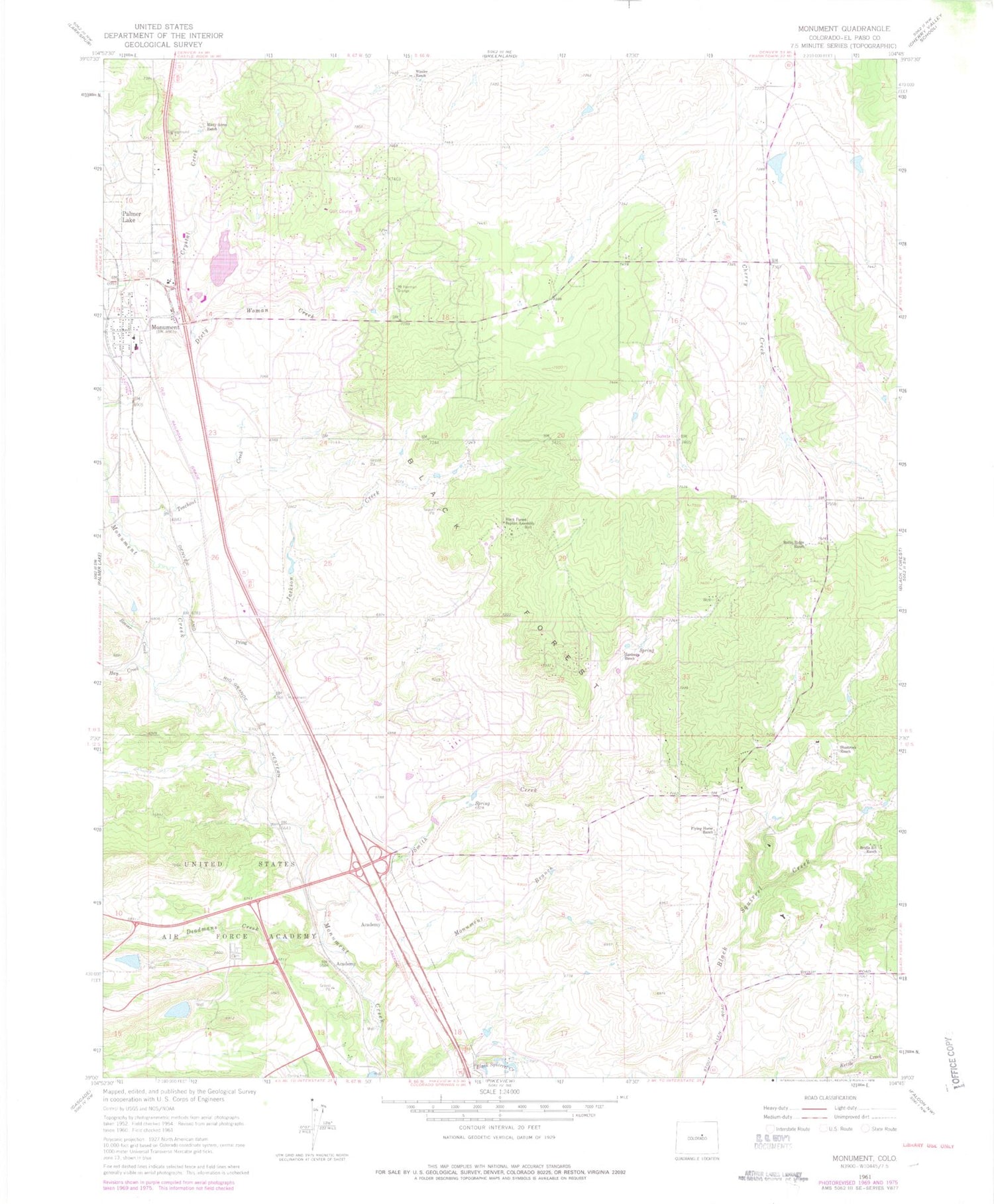 Classic USGS Monument Colorado 7.5'x7.5' Topo Map Image