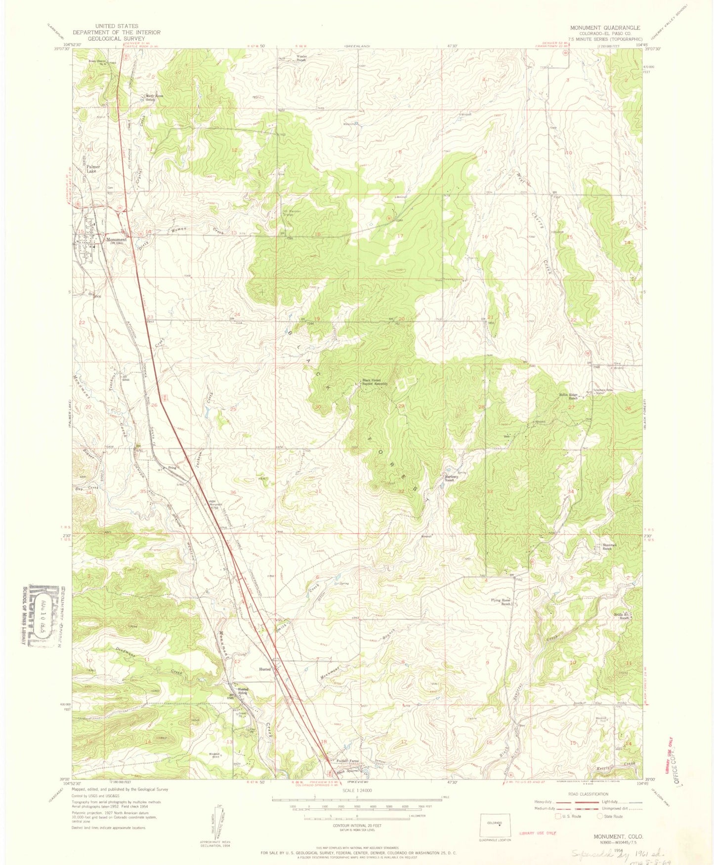 Classic USGS Monument Colorado 7.5'x7.5' Topo Map Image