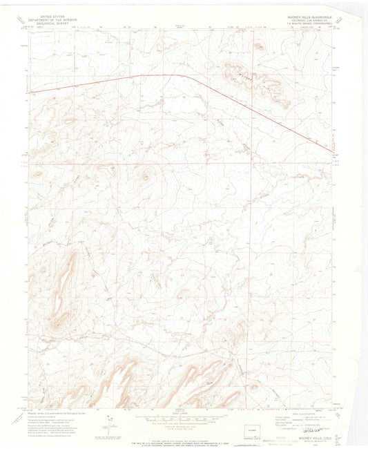 Classic USGS Mooney Hills Colorado 7.5'x7.5' Topo Map Image