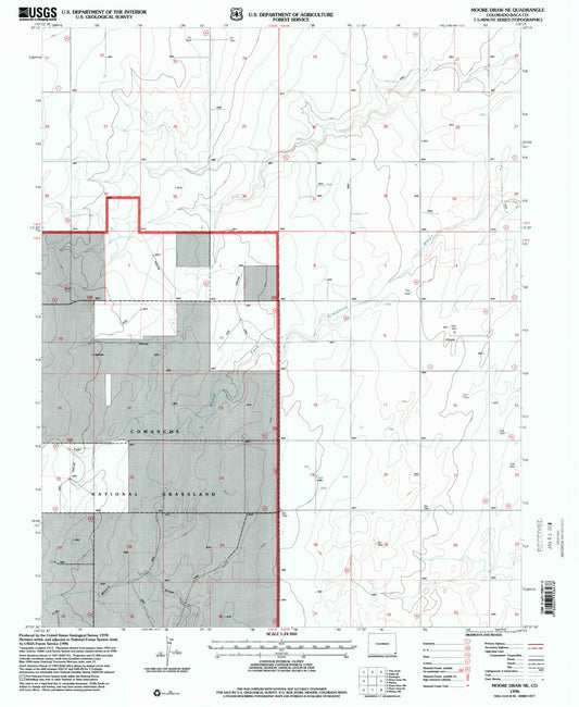Classic USGS Moore Draw NE Colorado 7.5'x7.5' Topo Map Image