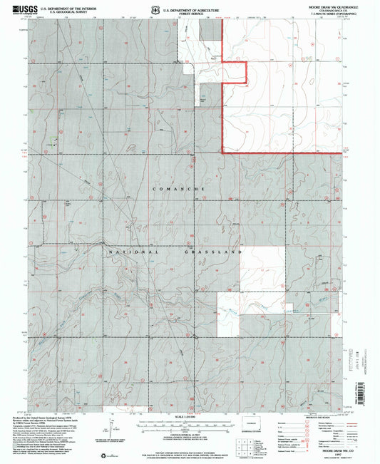 Classic USGS Moore Draw NW Colorado 7.5'x7.5' Topo Map Image