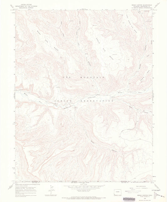 Classic USGS Moqui Canyon Colorado 7.5'x7.5' Topo Map Image