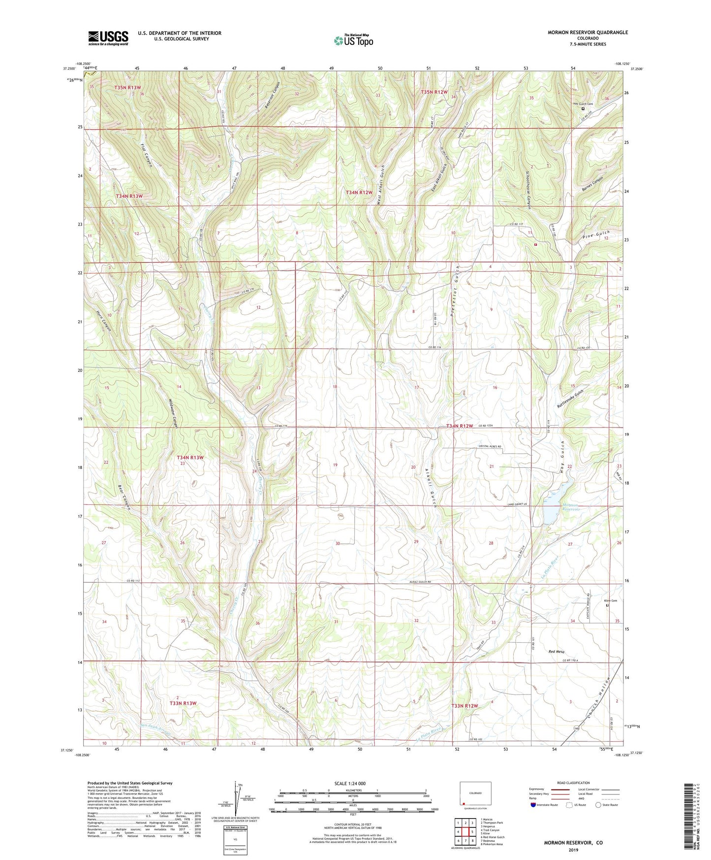 Mormon Reservoir Colorado US Topo Map Image